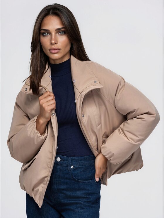 Ombre Ombre Kurtka przejściowa OW-JT-E0010 Beżowy Relaxed Fit