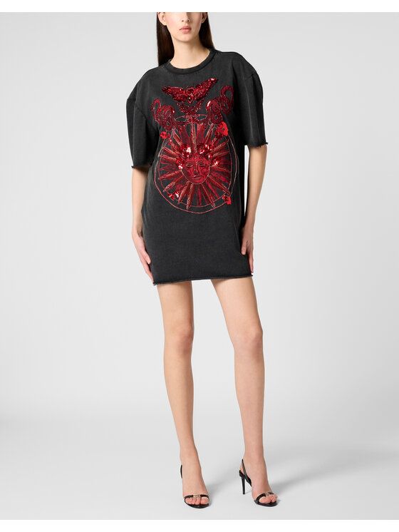 PHILIPP PLEIN PHILIPP PLEIN Sukienka codzienna 29836 Czarny Over Fit