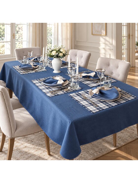 Roseberry Home Roseberry Home Obrus Lniany Royal Blue Niebieski