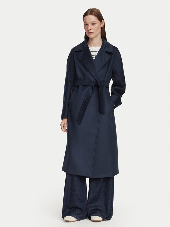 Weekend Max Mara Palton de lână Resina 2625016021 Bleumarin Regular Fit