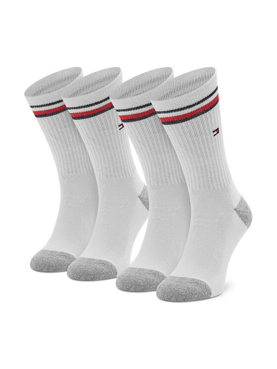 Tommy Hilfiger Tommy Hilfiger Set de 2 perechi de șosete lungi pentru copii 100001500 Alb