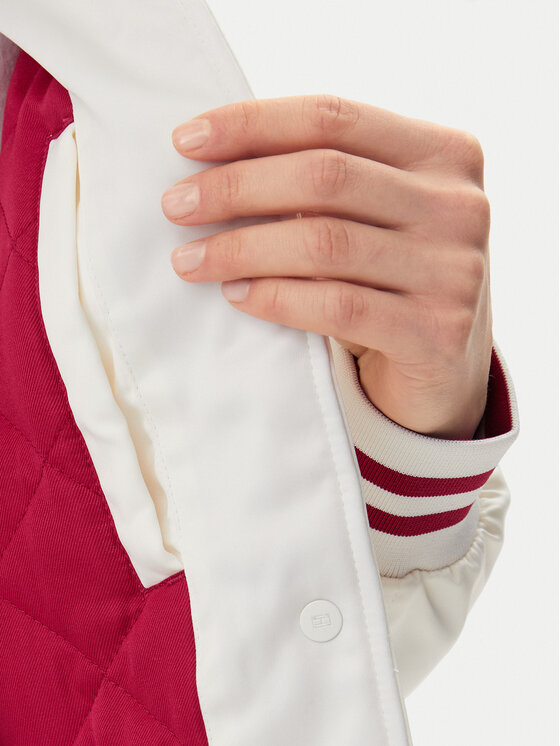 Tommy Jeans Tommy Jeans Geacă bomber Satin Coach DW0DW20229 Alb Regular Fit