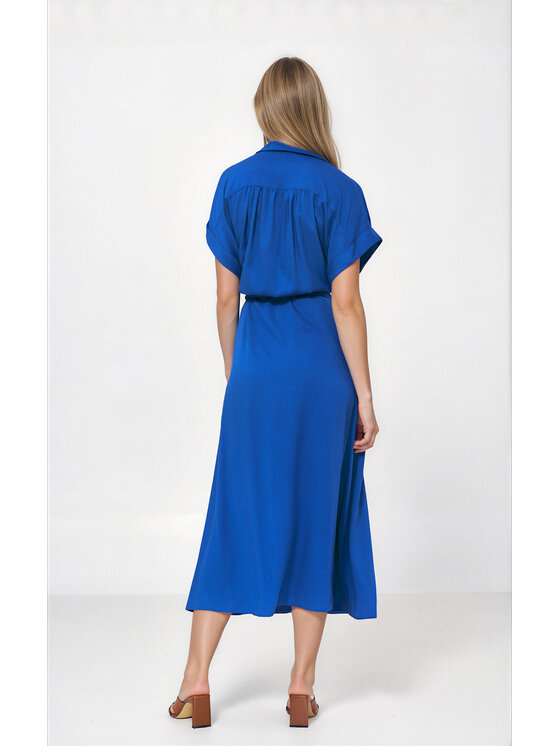 NIFE NIFE Košeľové šaty S301 Modrá Loose Fit