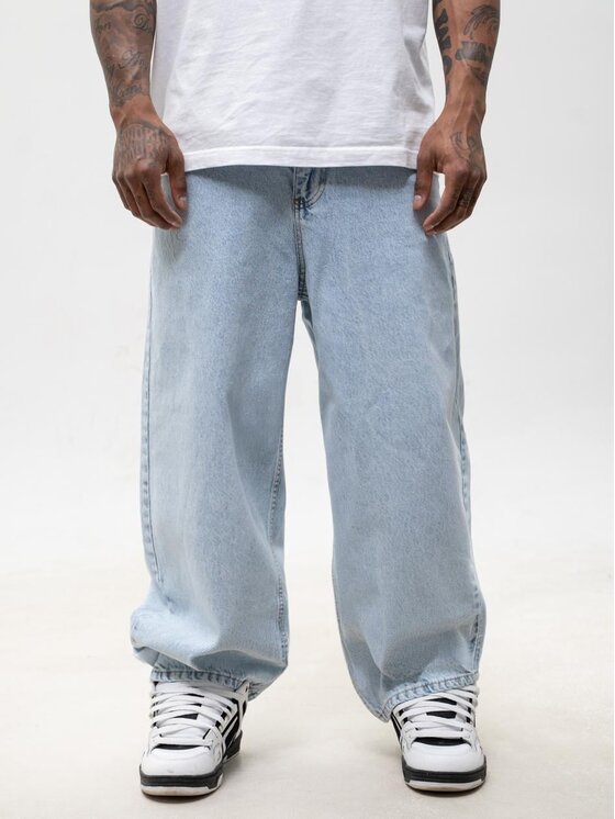 Jigga Wear Jigga Wear Jeansy Szerokie luźne spray 130755 Niebieski jasny Baggy Fit