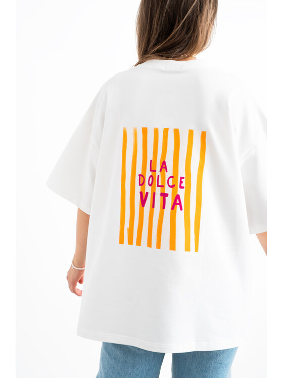 Mirons Mirons T-Shirt Print Biały Oversize