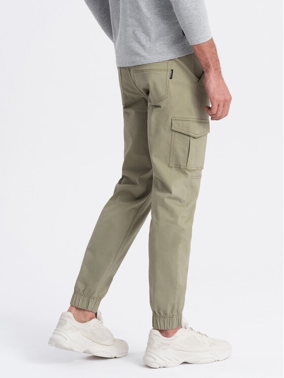 Ombre Ombre Joggers kalhoty OM-PAJO-0123 Khaki Regular Fit