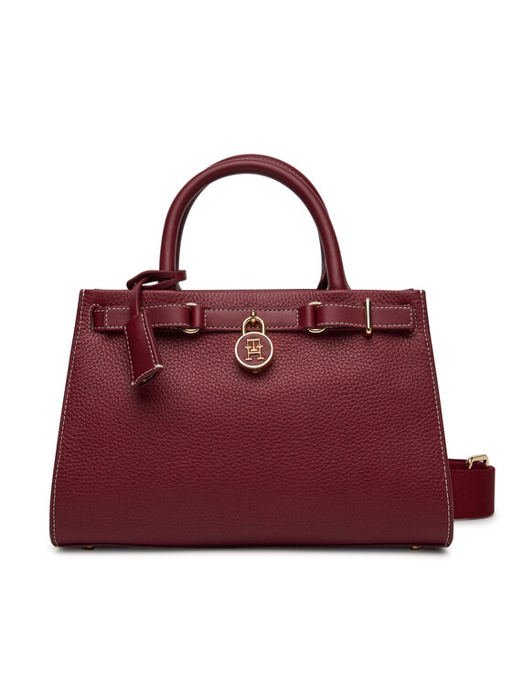 Geantă Tommy Hilfiger American Icon Mini Tote Leather AW0AW17188 Vișiniu