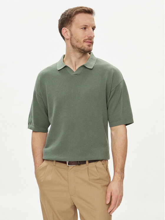 Jack&Jones Polokošeľa Linen 12252748 Zelená Regular Fit