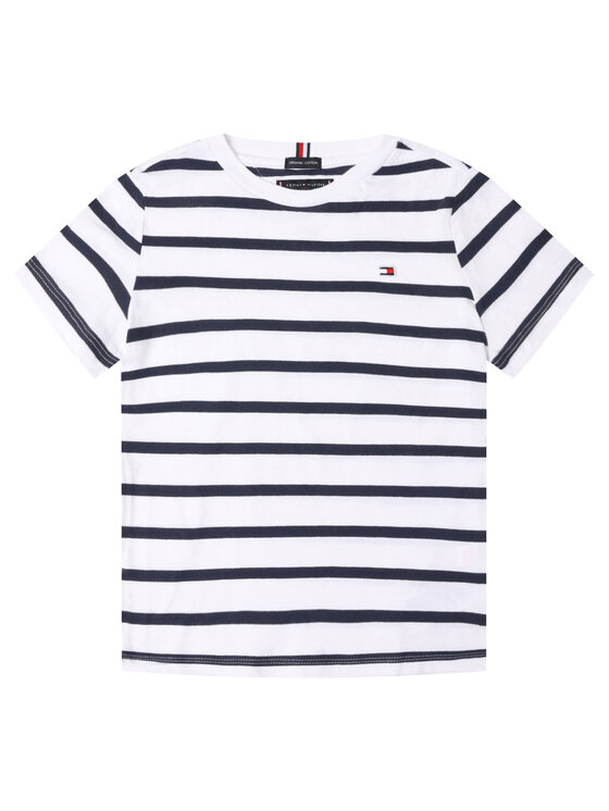 TOMMY HILFIGER T-Shirt Nautical Stripe KB0KB05685 Biały Regular Fit