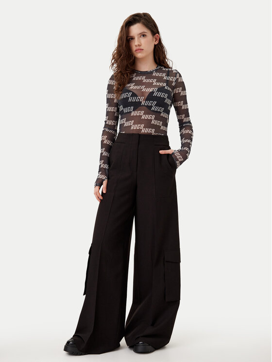 HUGO HUGO Pikkade varrukatega T-särk 50534837 Must Slim Fit