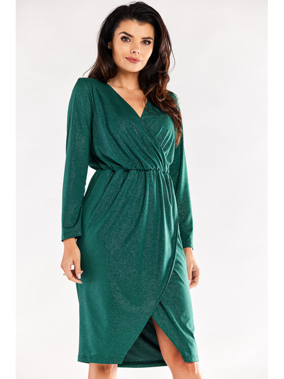 Awama Awama Sukienka wieczorowa A548 Zielony Basic Fit