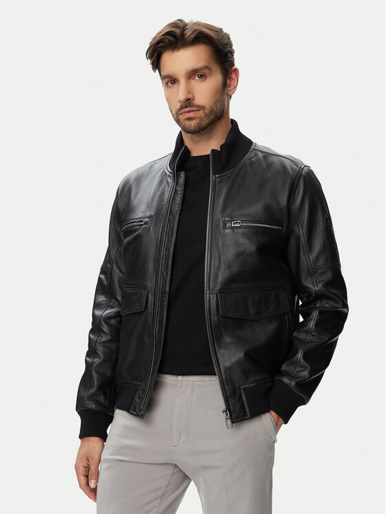 JOOP! JOOP! Bőrkabát Clouson 80100851 Fekete Regular Fit