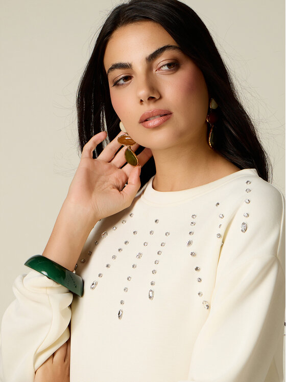 Oltre Oltre Bluza G867J004721N021 Biały Over Fit