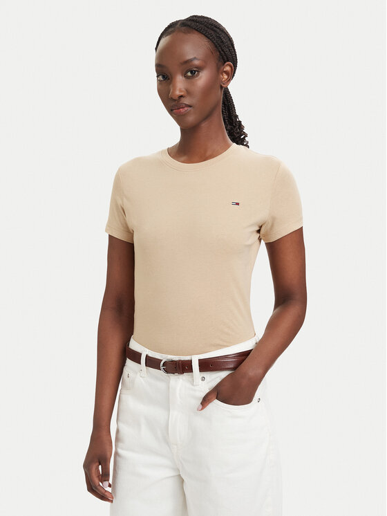 Tommy Jeans Tommy Jeans Marškinėliai DW0DW20459 Šviesiai smėlinė Slim Fit