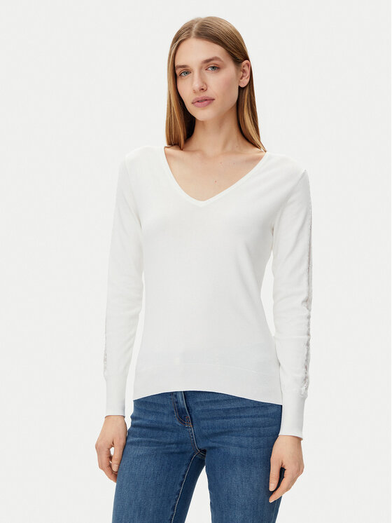 Morgan Morgan Svetr 251-MIELO Bílá Slim Fit