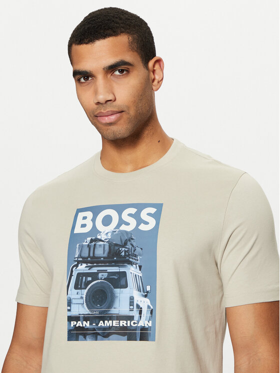 BOSS BOSS Tričko Te_Mextour 50535079 Béžová Regular Fit