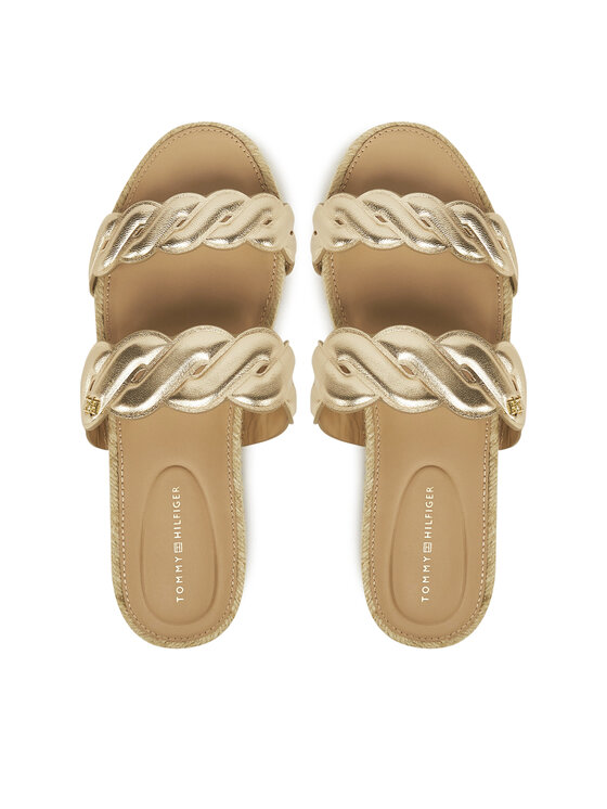 Tommy Hilfiger Tommy Hilfiger Espadrile Metallic Rope Espadrille Mule FW0FW08670 Auriu