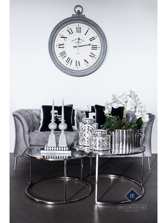 Decoratore Decoratore Waza Amfora Geometric Wys. 27,5cm Srebrny Biały