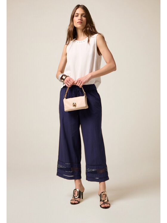 Oltre Oltre Pantaloni di tessuto P264J002329N034 Blu Baggy Fit