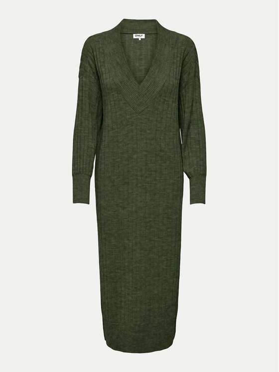ONLY ONLY Pletena obleka New Tessa 15236372 Zelena Relaxed Fit