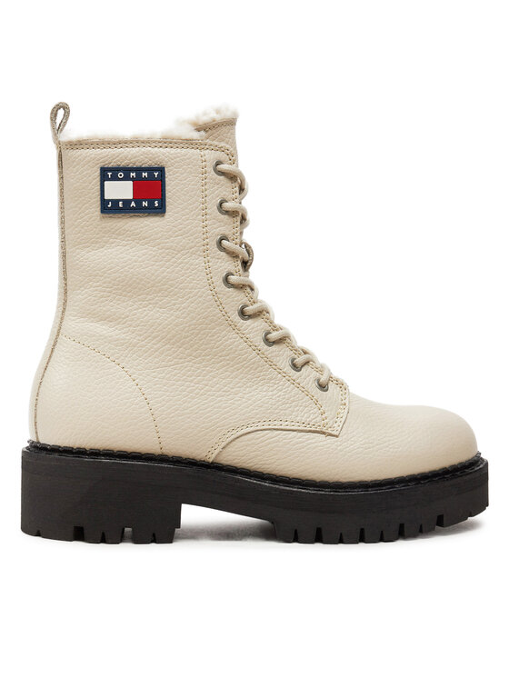 Tommy Jeans Členková obuv Tjw Urban Boot Tumbled EN0EN02317 Béžová