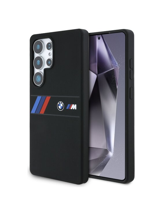 Etui na telefon BMW Motorsport, Czarne, Silicone Middle Tricolor Stripes