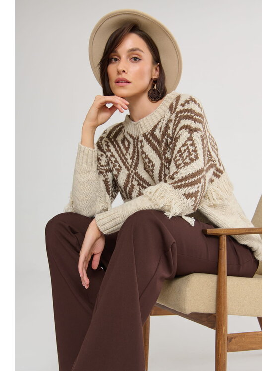 blue shadow blue shadow Sweter Karima BS Beżowy Standard Fit