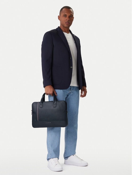 Tommy Hilfiger Taška na laptop Th Central Slim Computer Bag AM0AM13631 Tmavomodrá