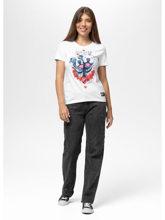 PITBULL PITBULL T-Shirt FUR-EVER LOVE Biały Regular Fit