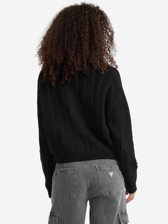 Guess Guess Πουλόβερ go distressed sweater Μαύρο Regular Fit