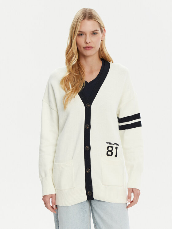 Guess Jeans Guess Jeans Strickjacke W5RR49 Z3HM1 Écru Regular Fit