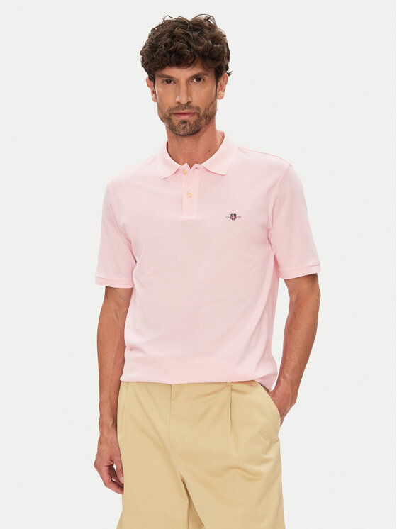 Gant Gant Тениска с яка и копчета Shield Piqué 2210 Розов Regular Fit