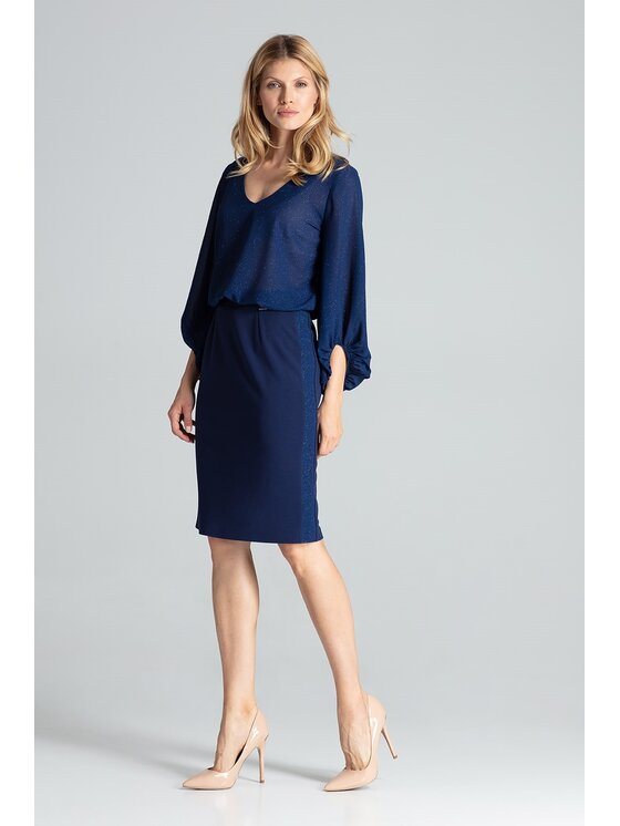 FIGL FIGL Spódnica M688 Granatowy Regular Fit