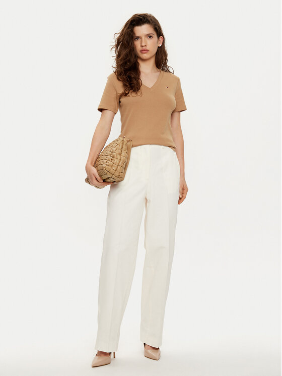 Tommy Hilfiger Tommy Hilfiger Текстилни панталони WW0WW43809 Екрю Regular Fit