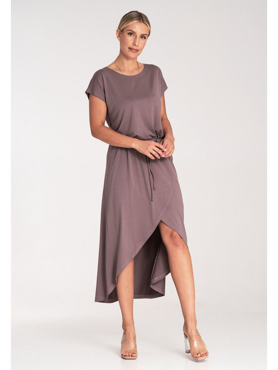 FIGL FIGL Sukienka codzienna M1041 Brązowy Basic Fit