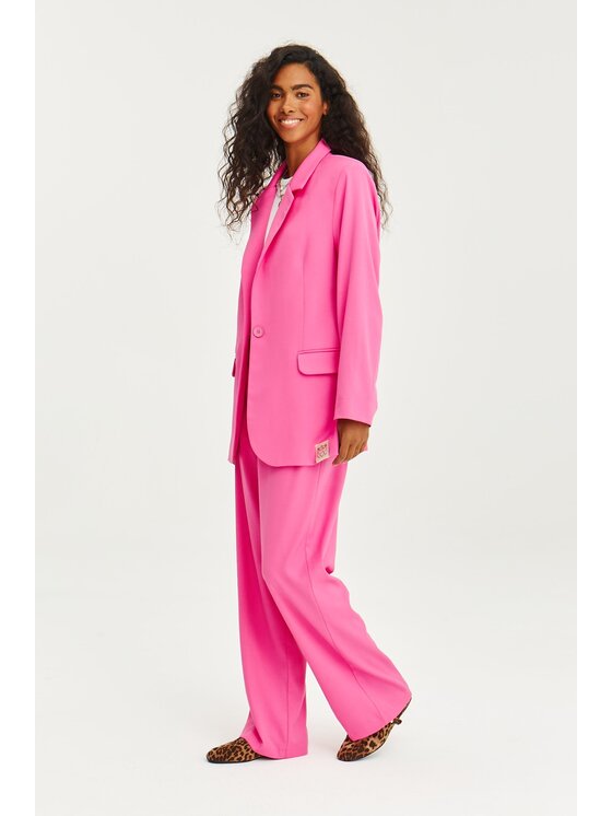 NAOKO NAOKO Kalhoty z materiálu Bubblegum Attitude Růžová Regular Fit