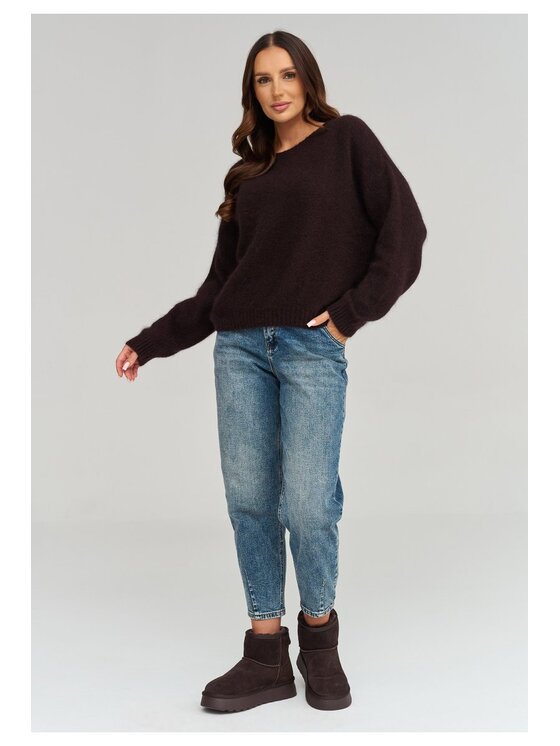 Makadamia Makadamia Sweter C93 Brązowy Loose Fit
