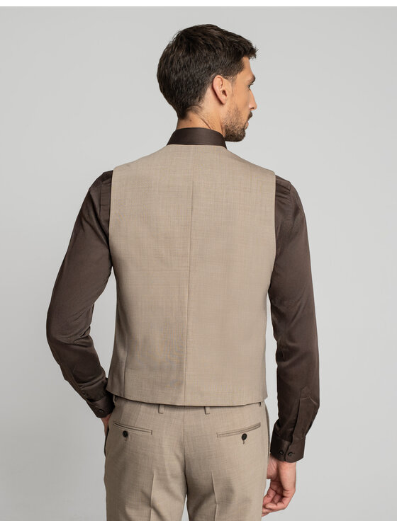 Borgio Borgio Kamizelka orciano Beżowy Slim Fit