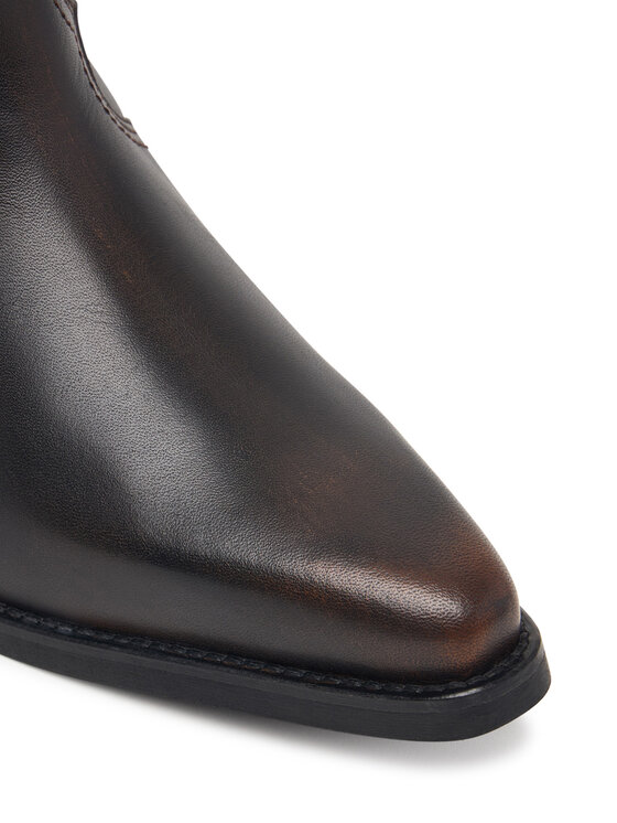 Tommy Hilfiger Tommy Hilfiger Zimske čizme Leather Mid Calf Western Boot FW0FW09798 Tamno smeđa