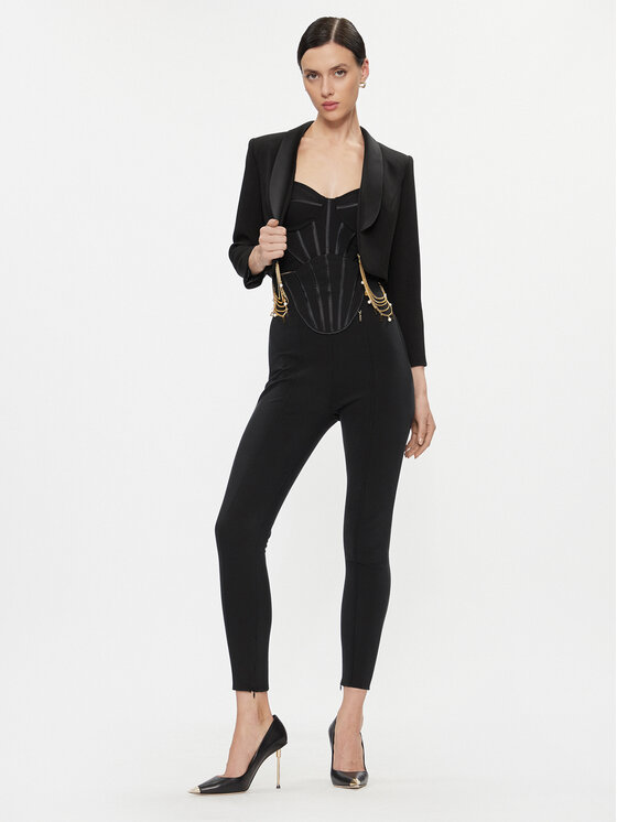 Elisabetta Franchi Elisabetta Franchi Kalhoty z materiálu PA-036-37E2-V420 Černá Slim Fit