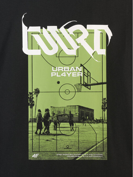 4F 4F T-Shirt FLUID EXPRESSIONS Czarny Regular Fit
