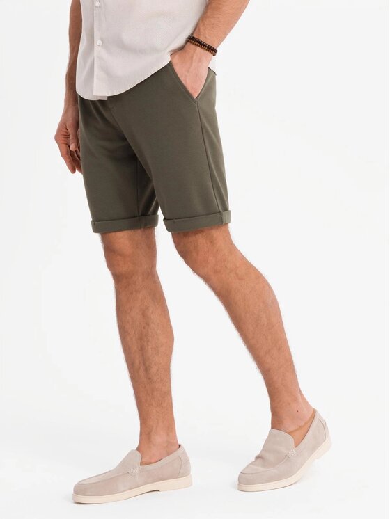 Ombre Ombre Szorty materiałowe OM-SRCS-0170 Zielony Regular Fit
