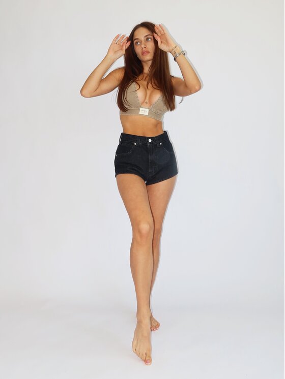 MissDenim MissDenim Szorty jeansowe High Waist Czarny Regular Fit