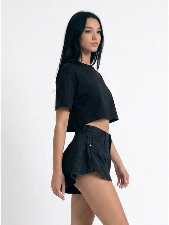 MissDenim MissDenim Szorty jeansowe Skorts Czarny Regular Fit
