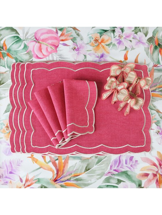 Roseberry Home Roseberry Home Serwetki haftowane Magenta Onde Różowy