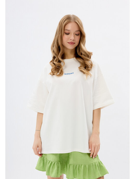 Mirons Mirons T-Shirt Print Biały Oversize