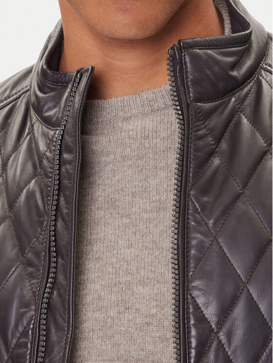 JOOP! JOOP! Кожено яке 17 Boys 1500150 80000851 Кафяв Regular Fit