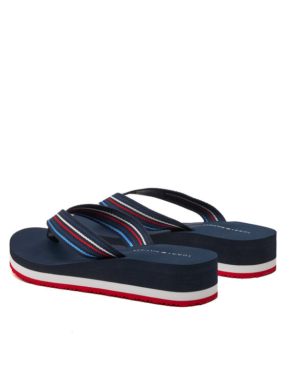 Tommy Hilfiger Tommy Hilfiger Zehentrenner Wedge Stripes Beach Sandal FW0FW07858 Dunkelblau