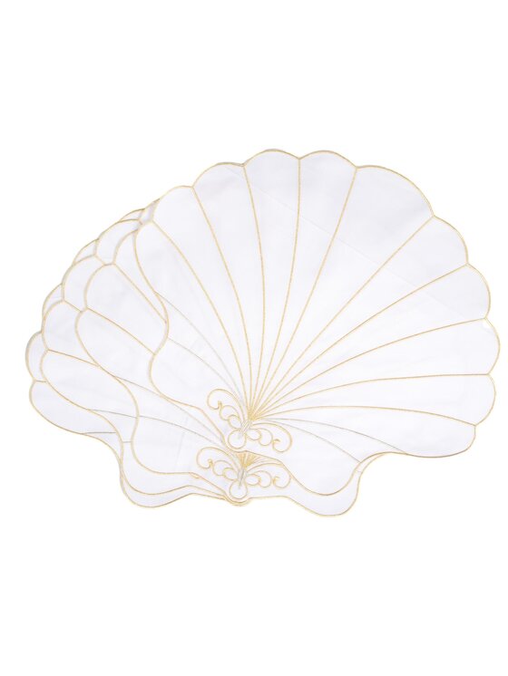 Roseberry Home Roseberry Home Podkładka na stół Haftowane Seashell w kształcie muszli Czarny
