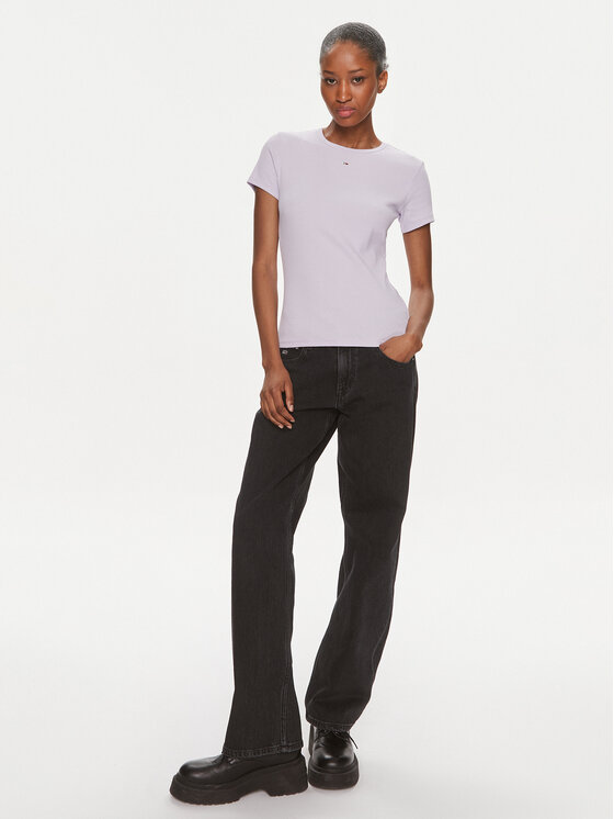 Tommy Jeans Tommy Jeans T-Shirt Essential DW0DW17383 Violett Slim Fit